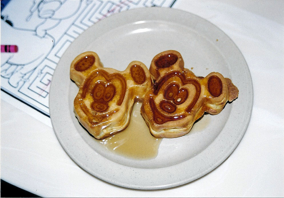 Two miniature Mickey Waffles. Two miniature Mickey Waffles.
