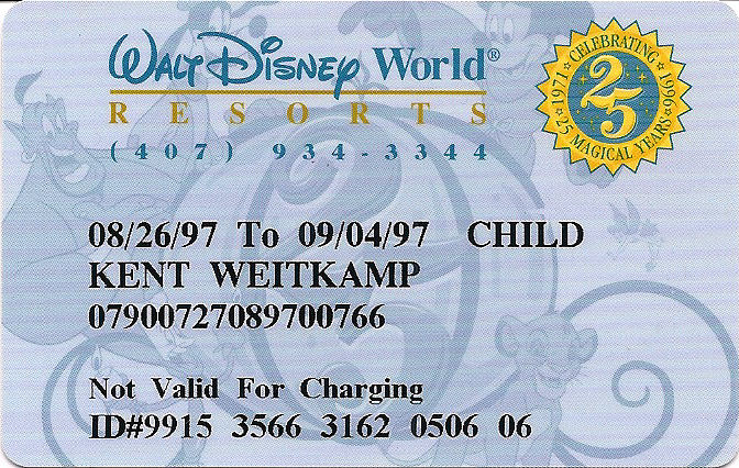 A Walt Disney World Resort room key card. A Walt Disney World Resort room key card.