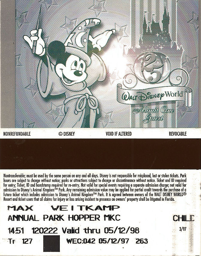 A Walt Disney World annual pass. A Walt Disney World annual pass.