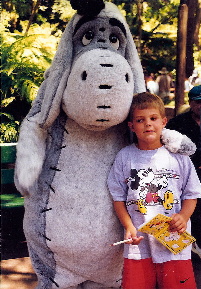Eeyore and I outside Disney's Animal Kingdom at Disney World.