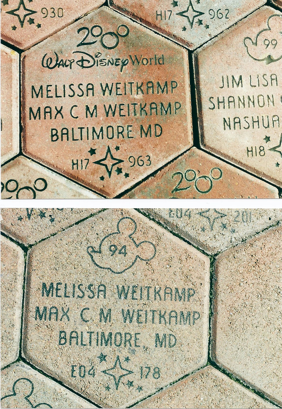 Both of my stones right outside of The Magic Kingdom at Walt Disney World.