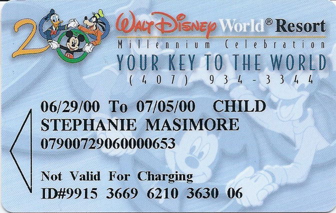A Walt Disney World Resort room key card.