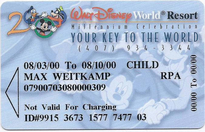 Another Walt Disney World Resort room key card. Another Walt Disney World Resort room key card.