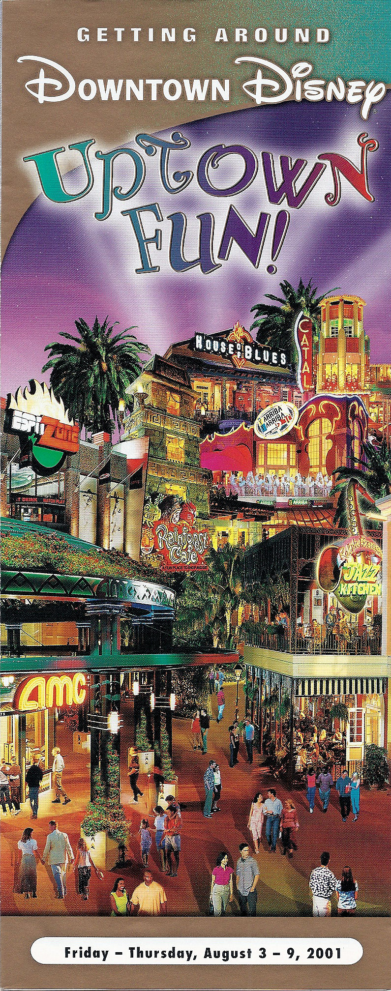The cover of a guide map to Downtown Disney, Disneyland Resort.