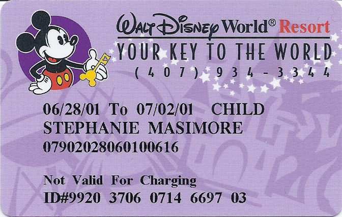 A Walt Disney World Resort room key card.