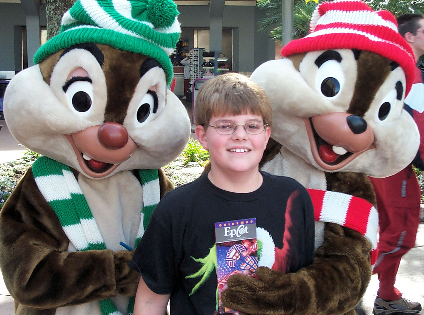 Chip is covering my shirt because it is from Universal Studios Orlando, Disney World's theme park rival.