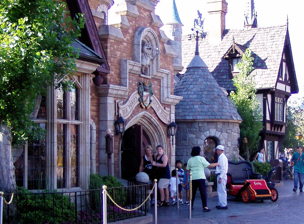 Mom and I outside Mr. Toad's Wild Ride at Disneyland.