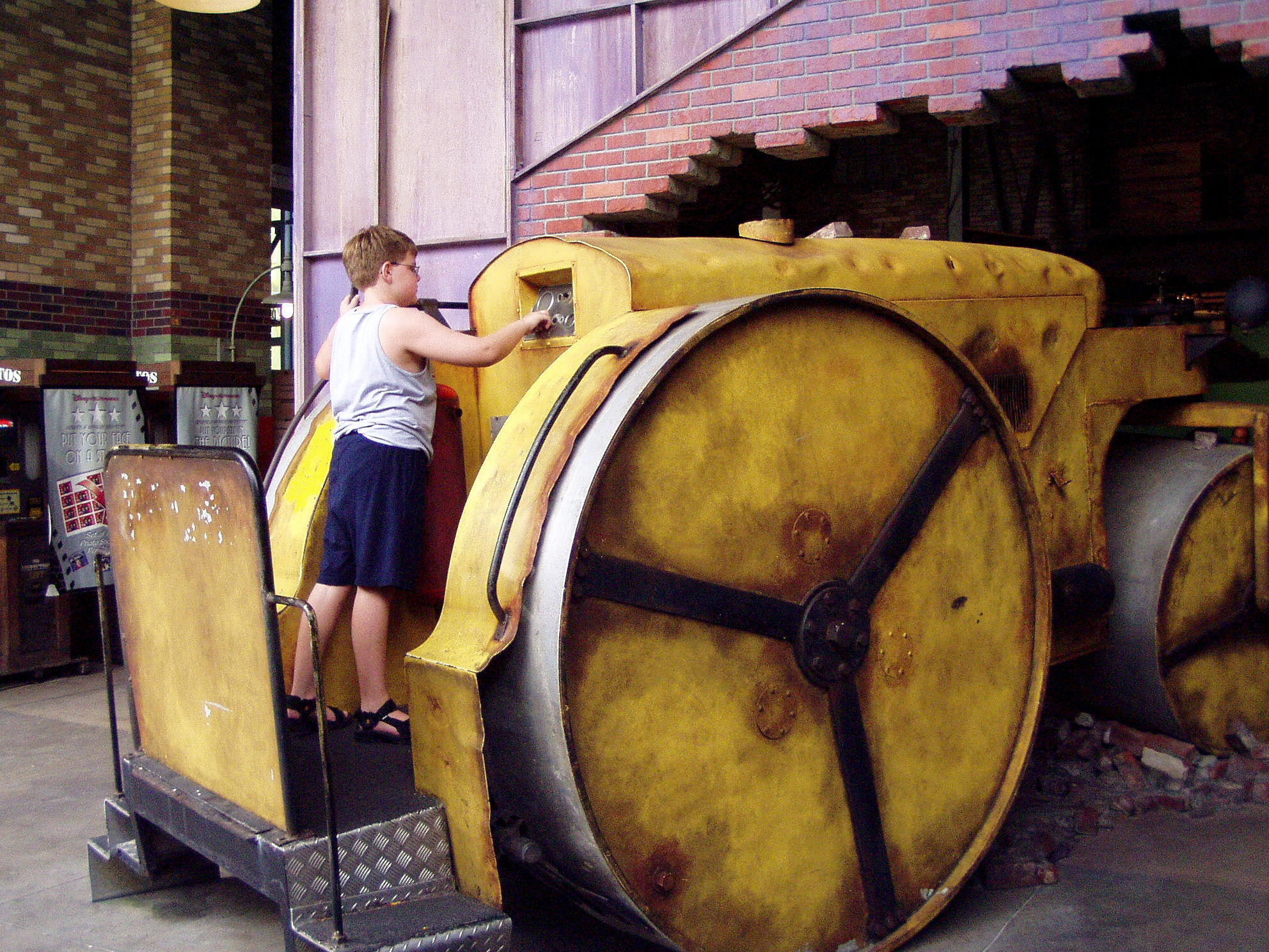 Me on a steam roller at Disney's MGM Studios.