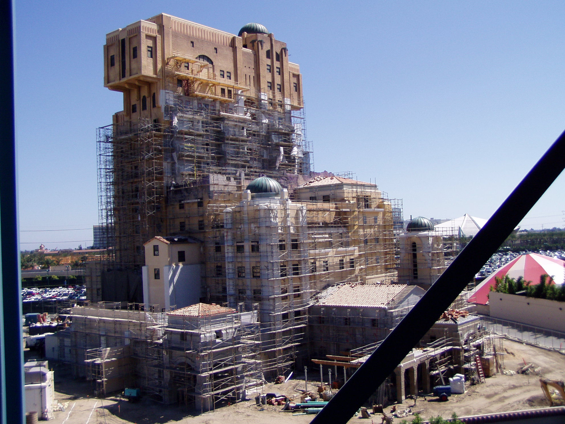The under construction Tower of Terror at Disney's California Adventure.