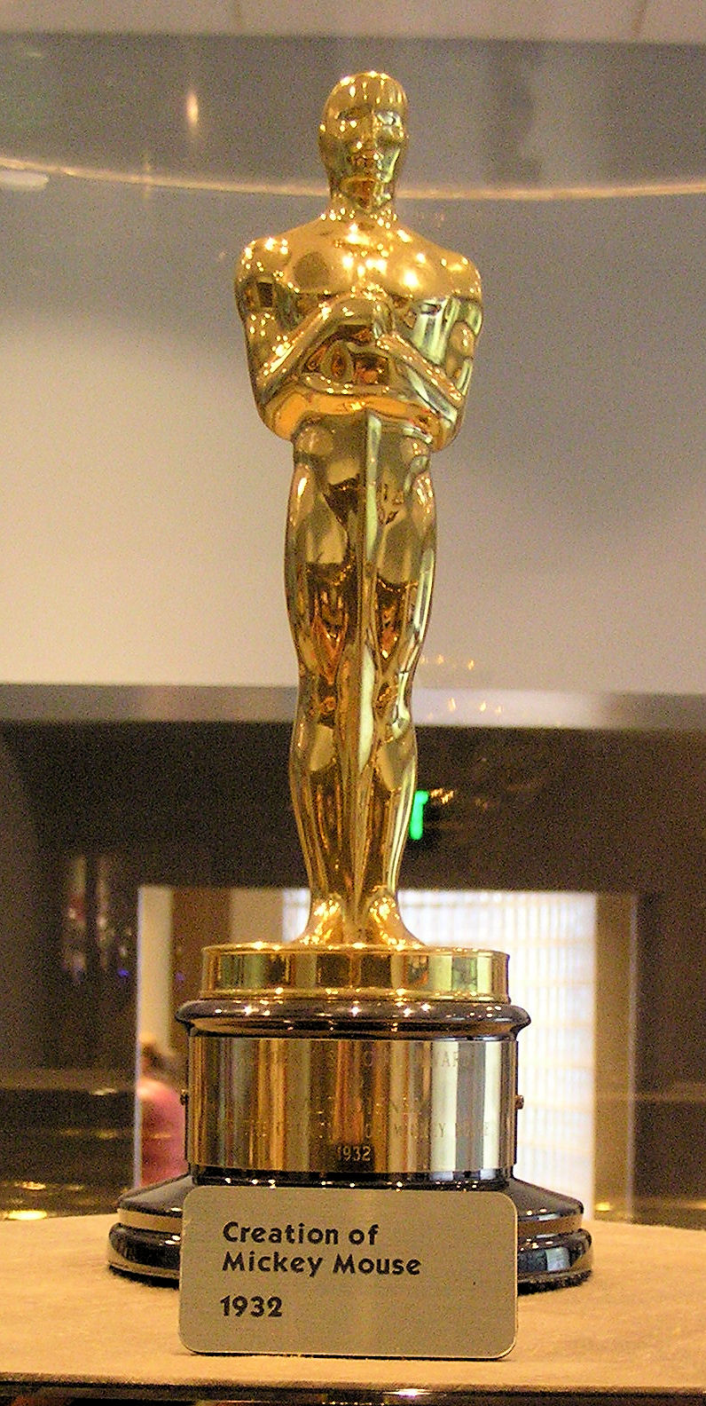 A replica of the Oscar to award the creation of Mickey Mouse in The Magic of Disney Animation at Disney's MGM Studios.