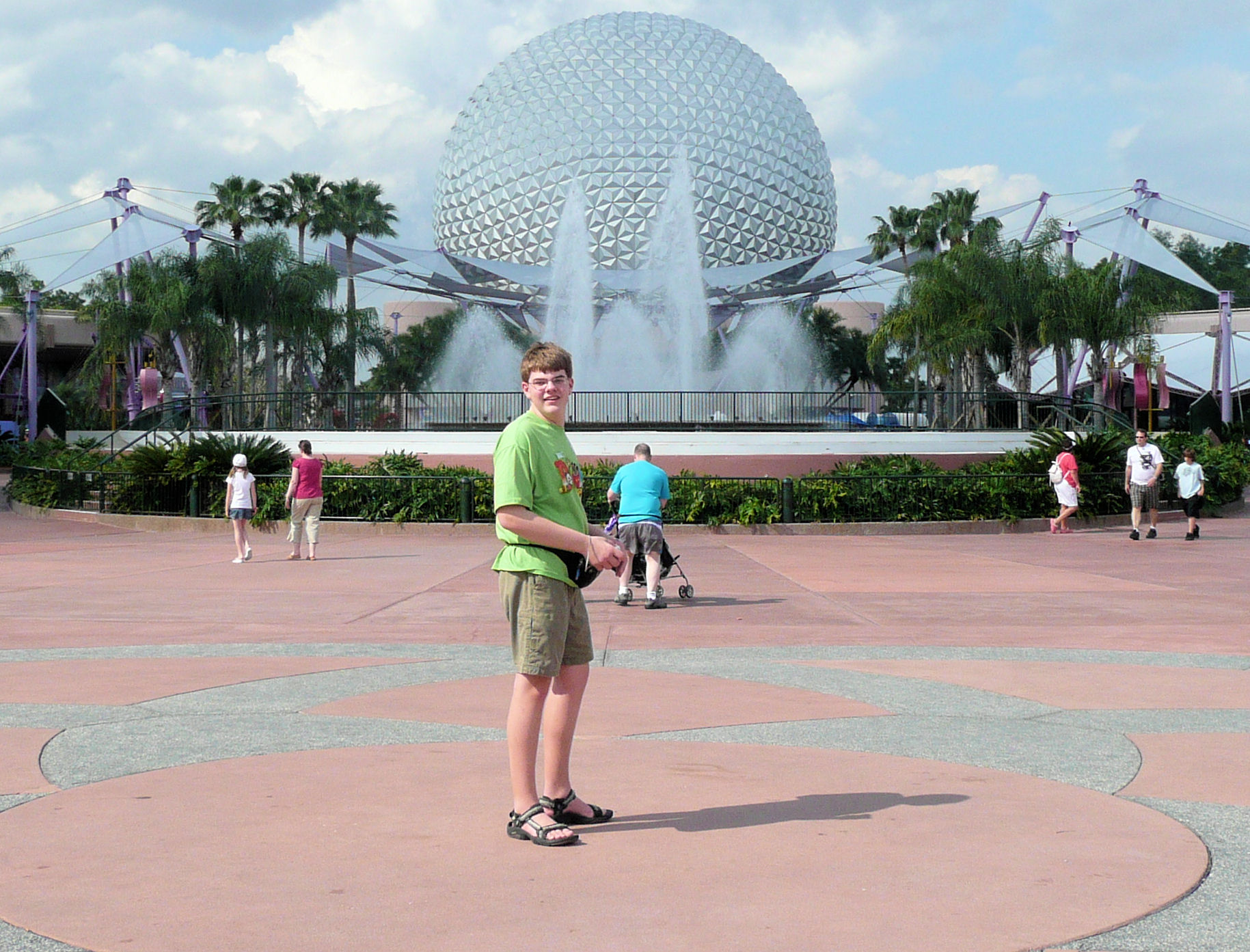 I am standing in the exact center of Disney World; this spot is located in EPCOT.