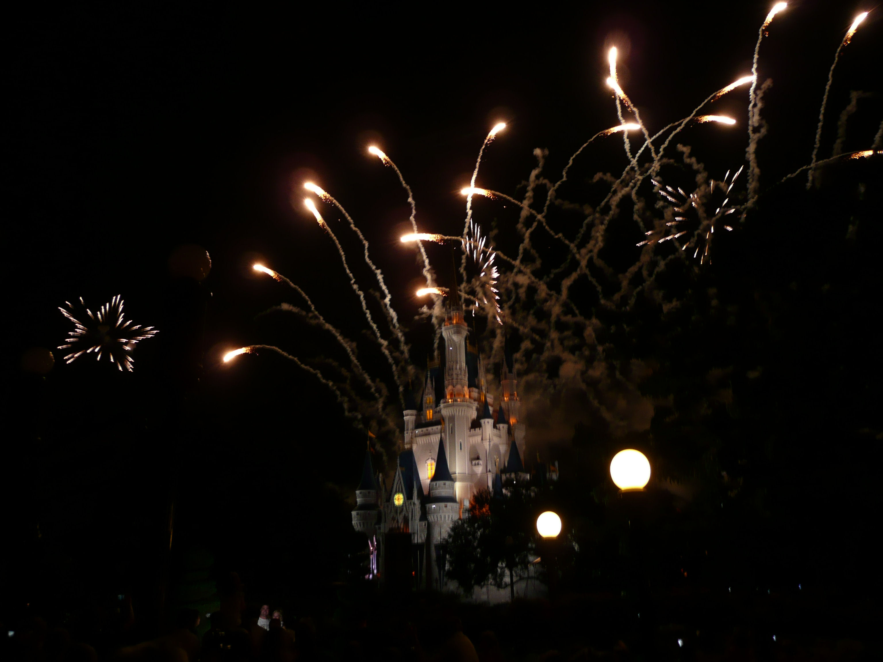 Fireworks over Cinderella's Castle at the Magic Kingdom, Disney World.