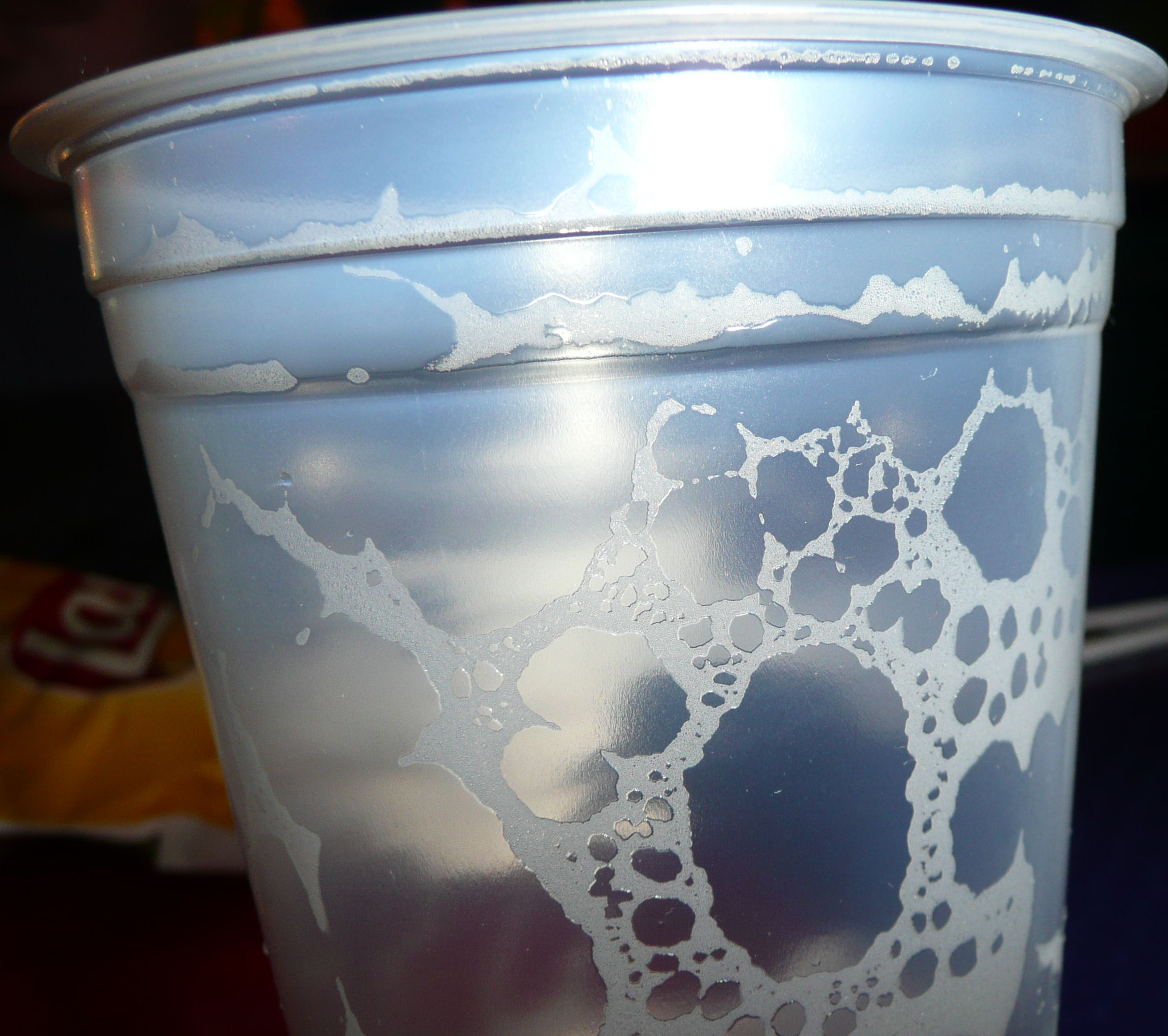 Beer Mickey—a Hidden Mickey made of foam inside Dad's plastic cup at Pizzafari, Disney's Animal Kingdom.