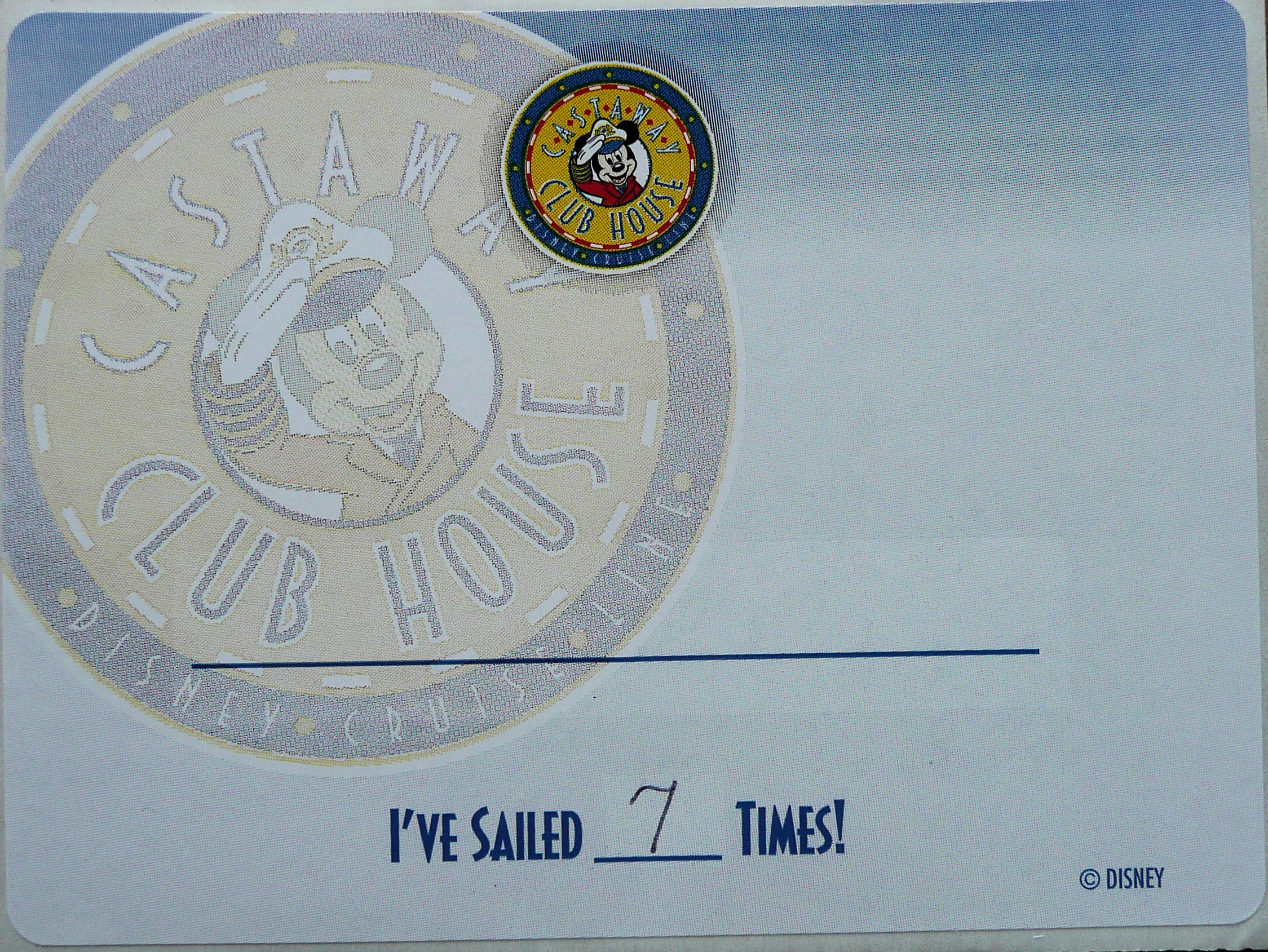 y sailing record on the Disney Cruise Line in 2009. y sailing record on the Disney Cruise Line in 2009.