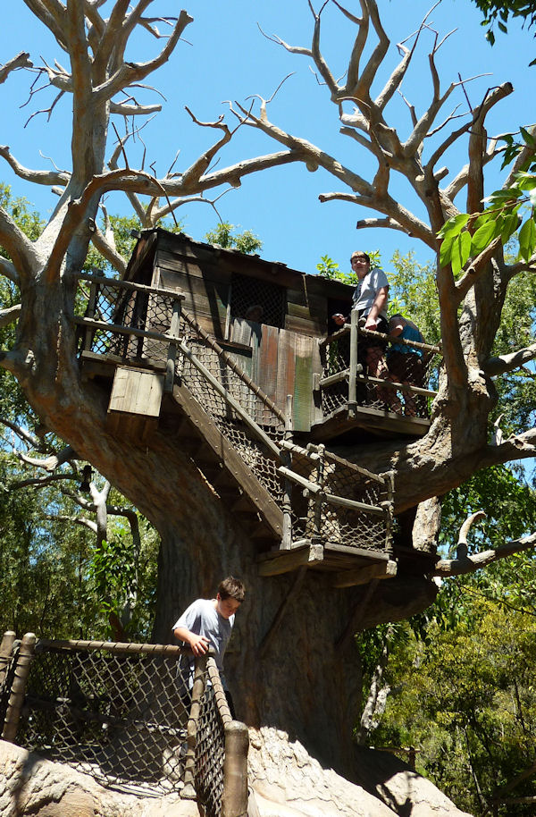 Checking the vista from the treehouse on Tom Sawyer Island, Disneyland. Checking the vista from the treehouse on Tom Sawyer Island, Disneyland.