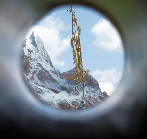 View of Expedition Everest through a telescope.