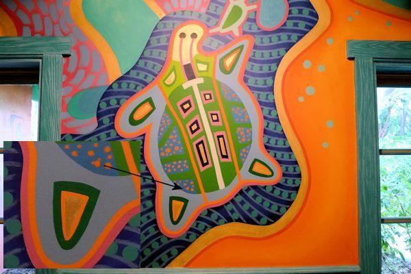 Hidden Mickey in Pizzafari at Animal Kingdom.