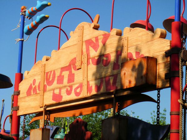 Back of sign for the new Barnstormer showing legacy rollercoaster.