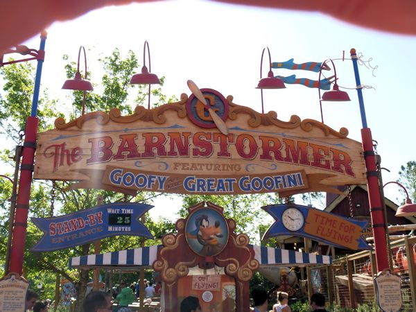 View of sign for the new Barnstormer rollercoaster.