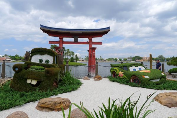 Looking across the lagoon at the Big Ball during the Flower and Garden Show.