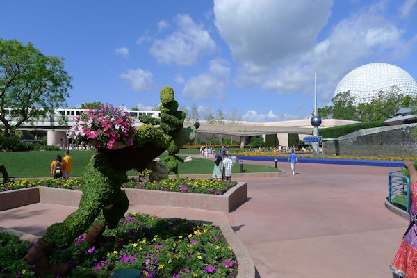 View of topiary in EPCOT during Flower and Garden Show.