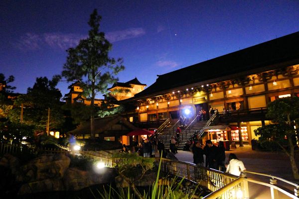 Japan at EPCOT at sunset.
