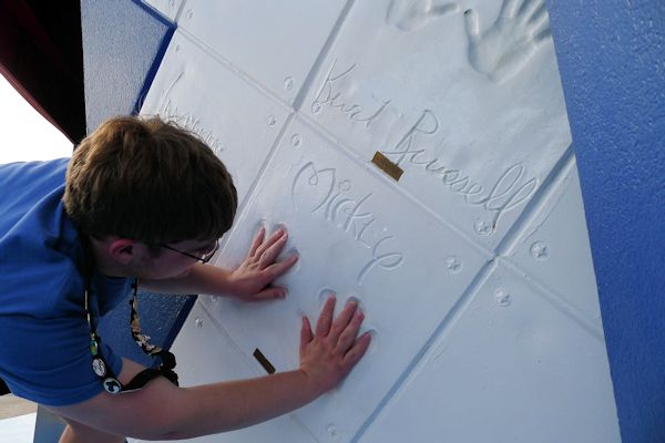 Mickey's handprints at Planet Hollywood in Downtown Disney.