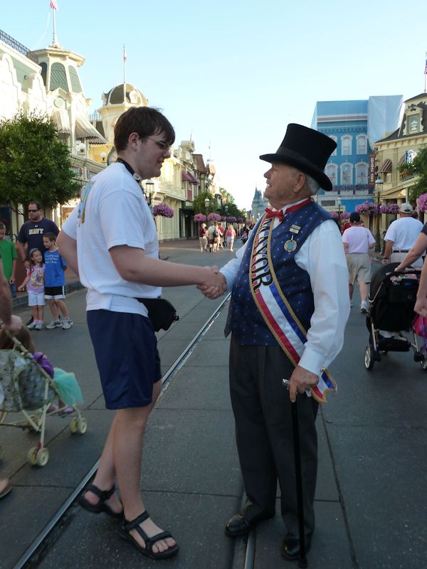 Greeted by the Mayor of Main Street.